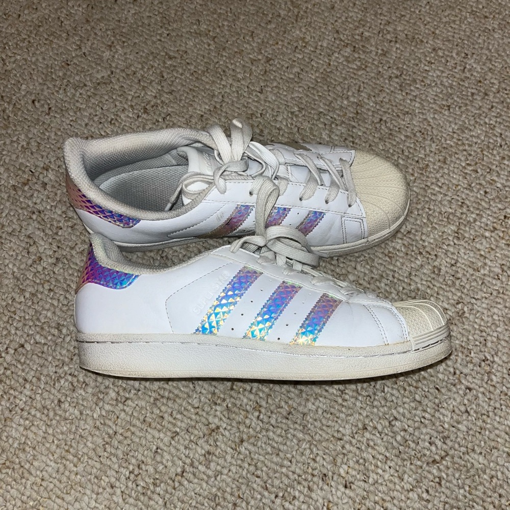 Adidas superstar iridescent striped shoes